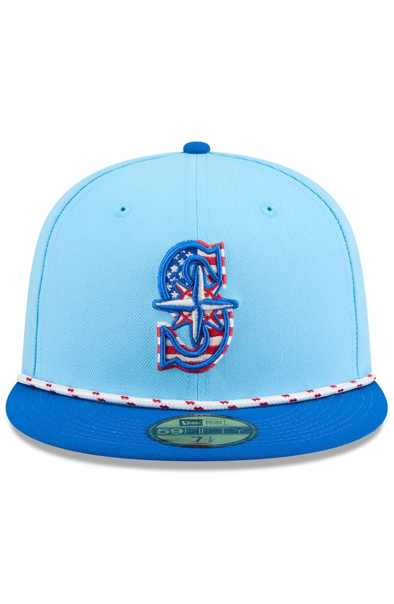 New Era Men's New Era Light Blue/Blue Seattle Mariners 2025 Fourth of July 59FIFTY Fitted Hat, Alternate, color, 