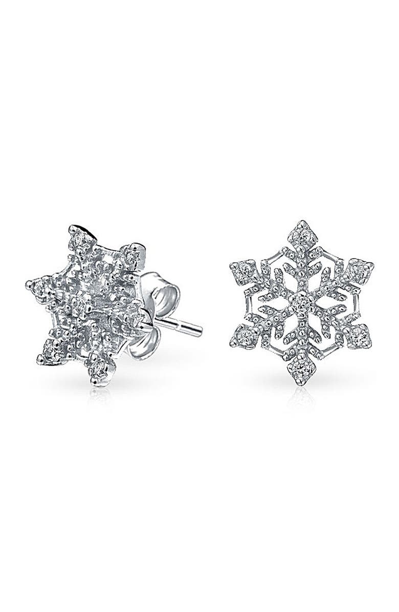 BLING JEWELRY Ice Queen CZ Snowflake Stud Earrings, Alternate, color, 