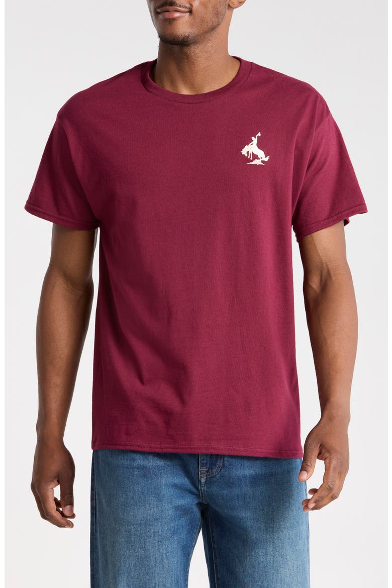 Bucking Bronco Embroidered Tee, Main, color, BURGUNDY