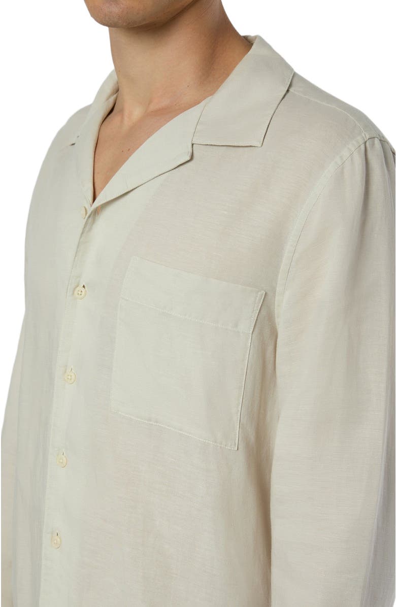 Onia Linen Home Long Sleeve Camp Shirt, Alternate, color, Stone