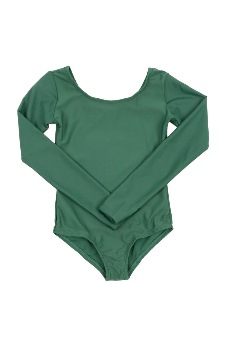 Leveret Girls Long Sleeve Leotard, Alternate, color, Uniform Green