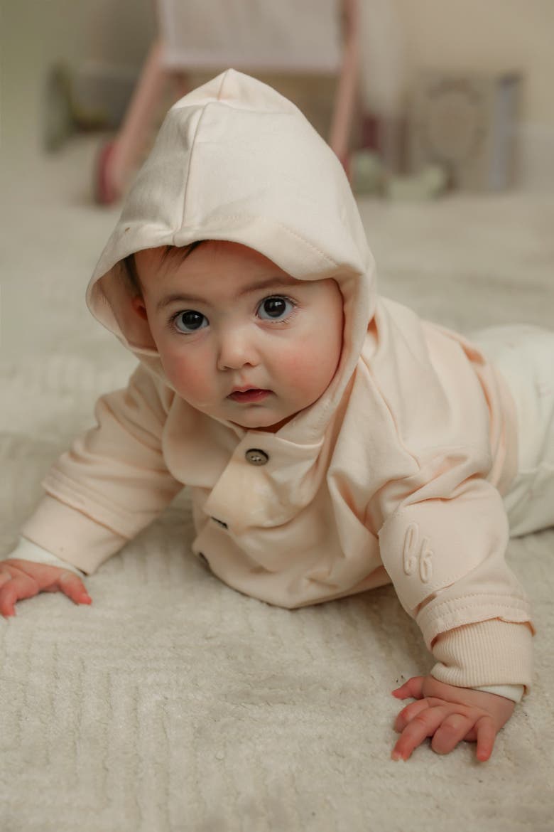 French Terry Baby Hooded Jacket - Light Blush, Alternate, color, Light Blush