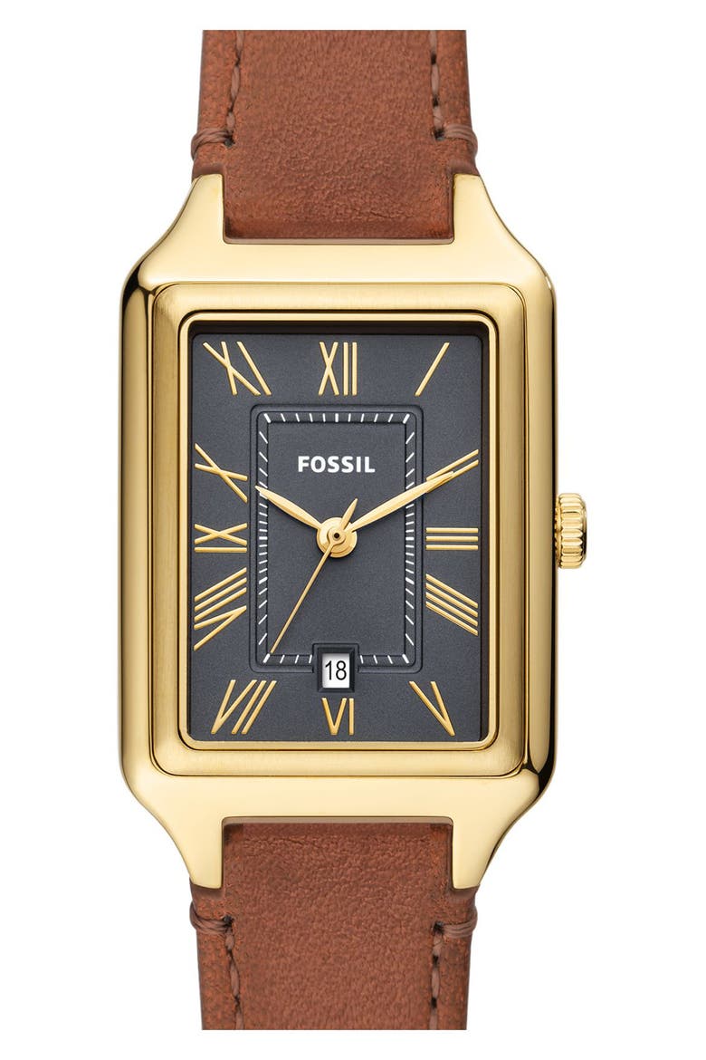 Raquel Leather Strap Watch, 23mm, Alternate, color, BROWN
