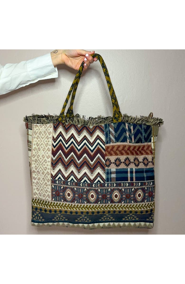 Vismaya Eminent Jacquard Bag, Main, color, Beige Brown