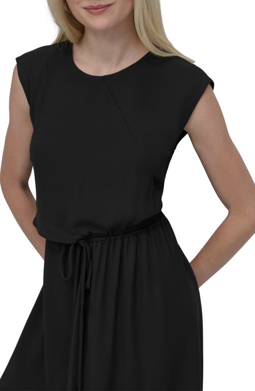 Shop Dkny Tie Waist Midi Dress In Black