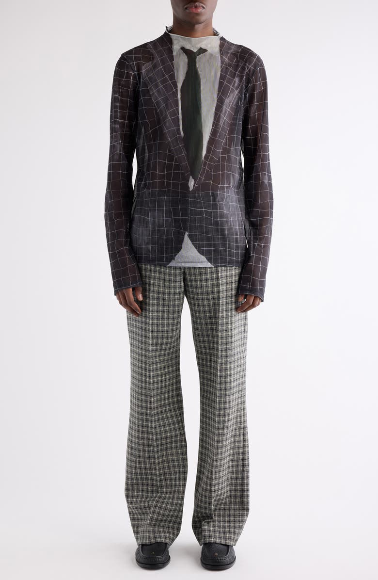 Acne Studios Elway Suit Trompe l'Oeil Print Long Sleeve Mesh T-Shirt, Alternate, color, Black Multicolor