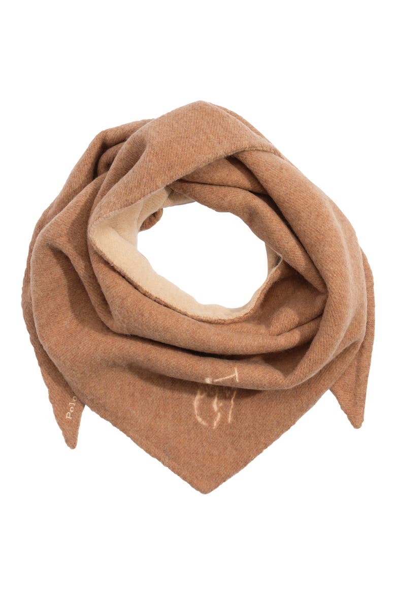 Polo Player Wool Triangle Wrap, Main, color, CREAM/ CAMEL