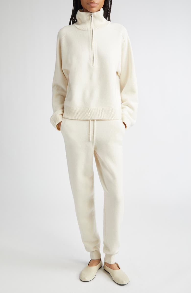 LOULOU DE SAISON Dries Stand Collar Cashmere Half Zip Sweater, Alternate, color, Ivory