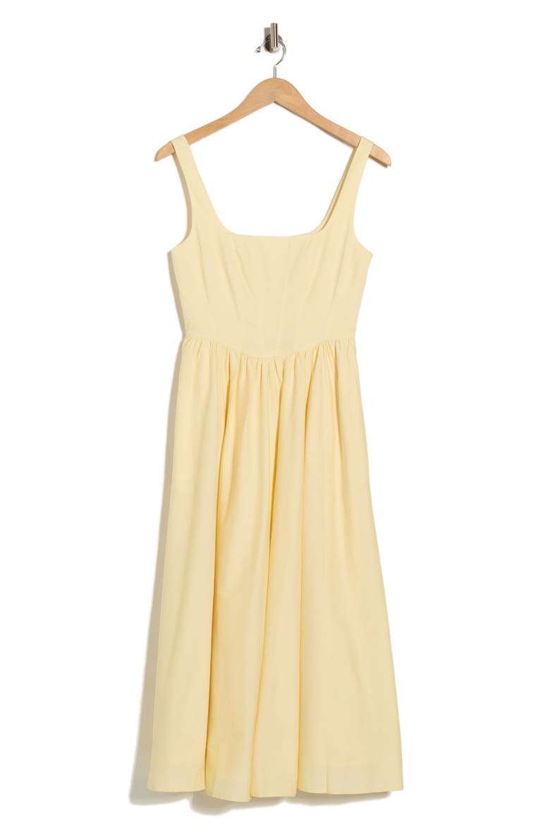 Corset Midi Dress, Alternate, color, BUTTER YELLOW