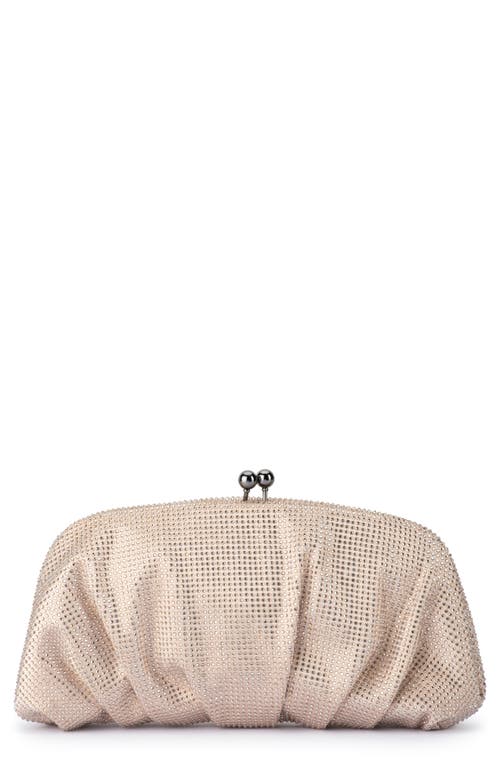 Olga Berg Aria Gathered Satin Frame Clutch In Natural