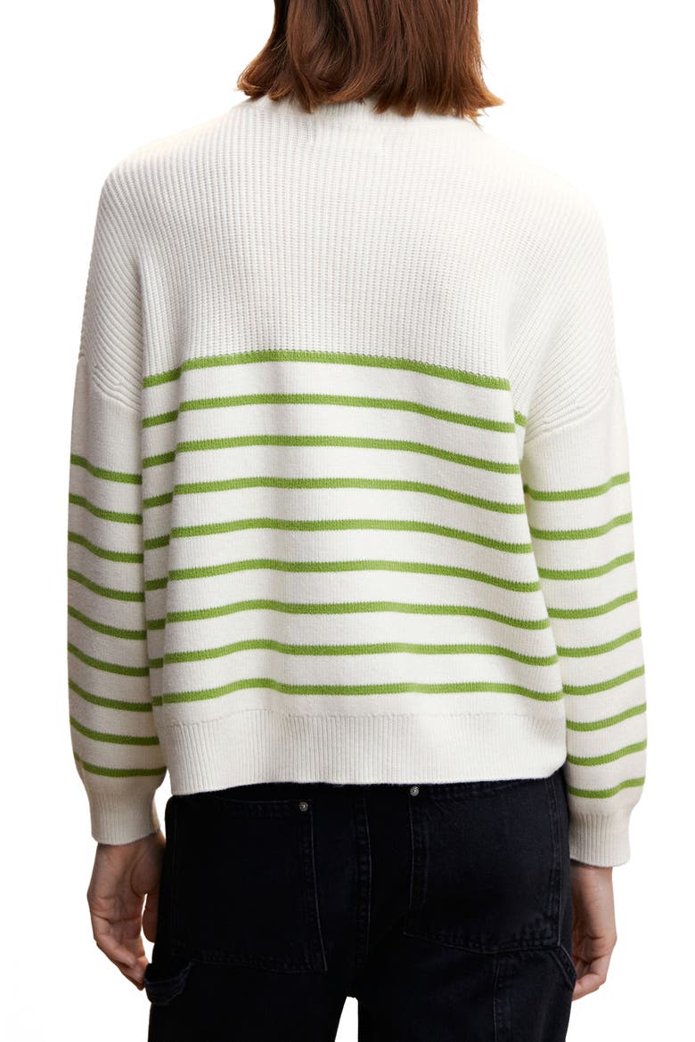 Oversize Stripe Quarter Zip Pullover, Alternate, color, GREEN