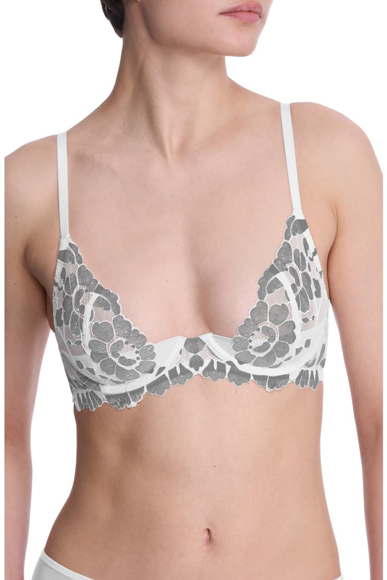 Peony Unlined Lace Underwire Bra, Main, color, WARM WHITE/ BLACK