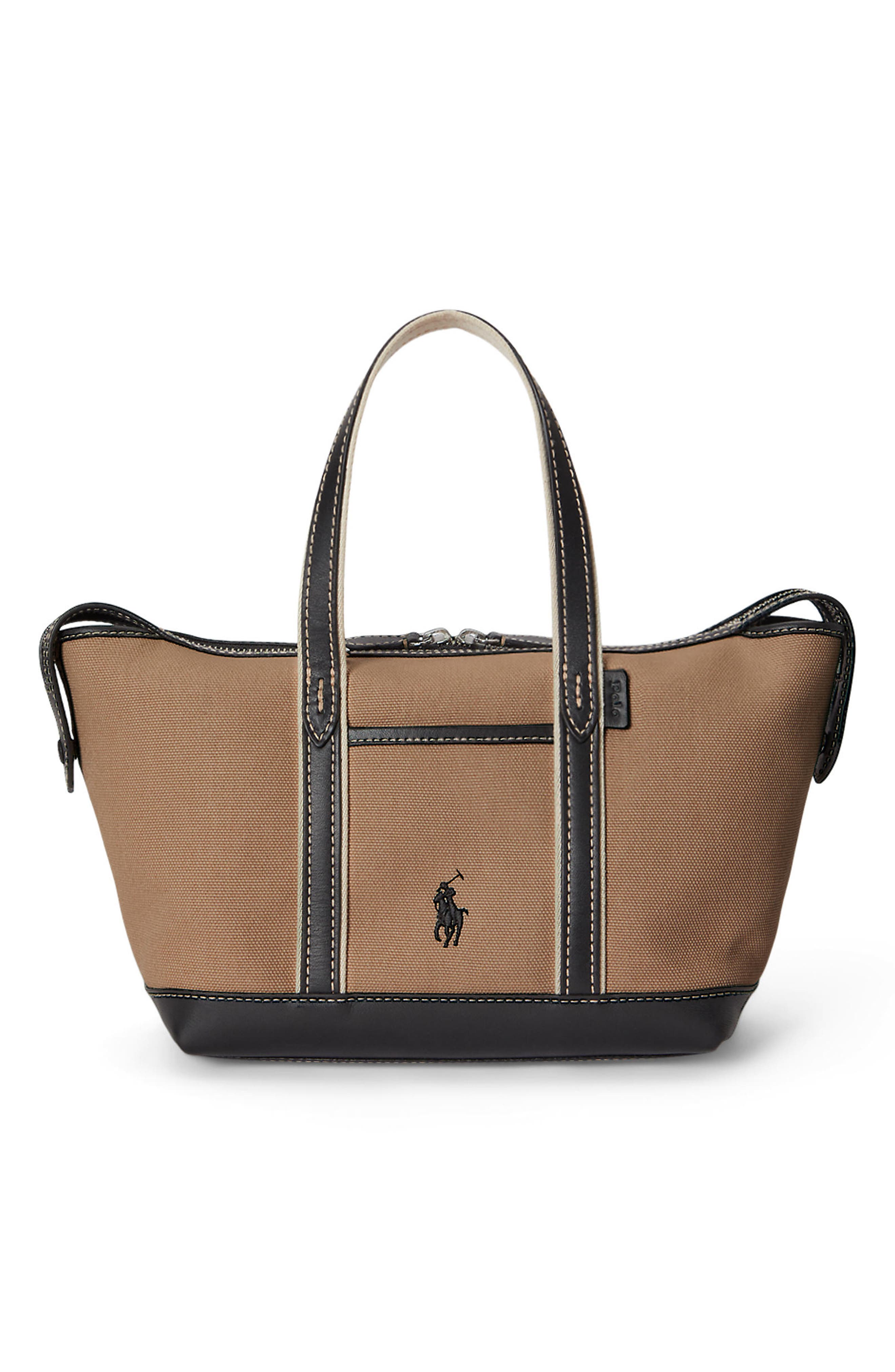 Canvas & Leather Tote, Main, color, PORCELAIN/ BLACK