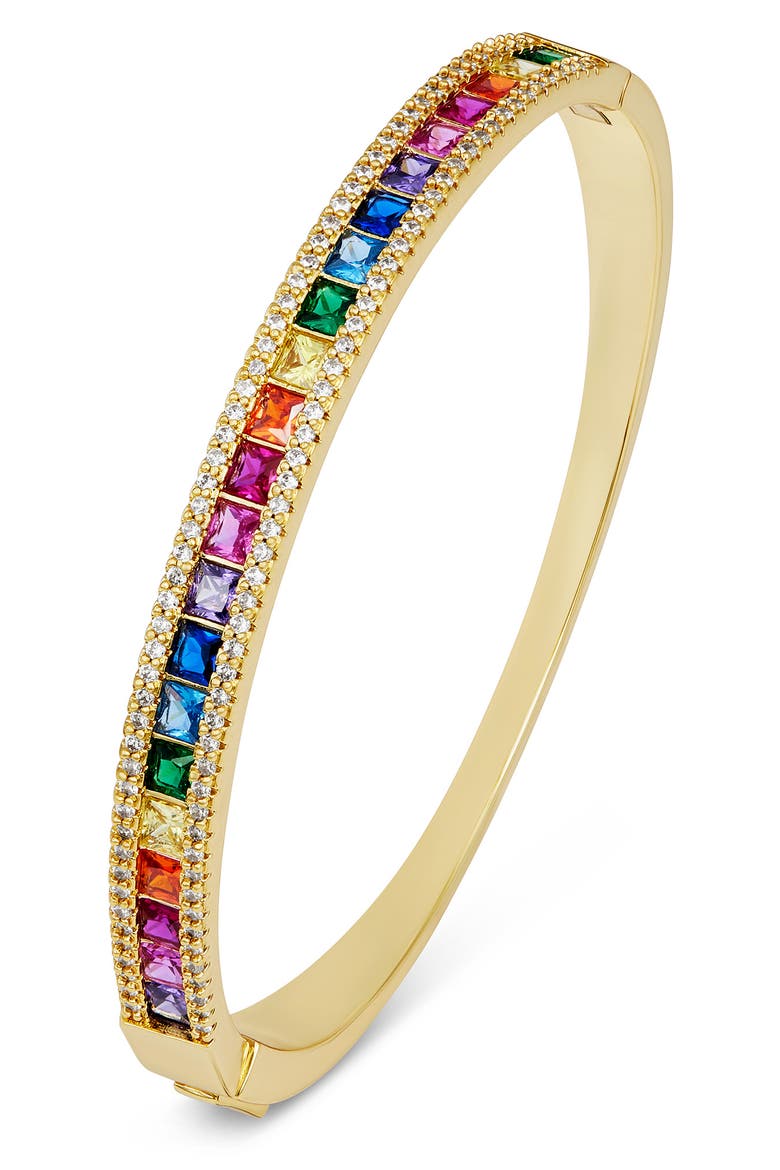 Rainbow Cubic Zirconia Bangle, Main, color, YELLOW