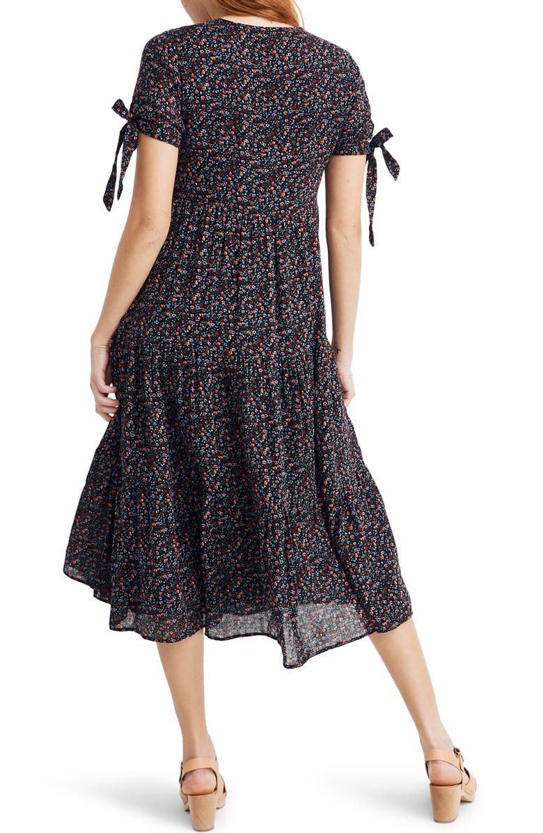 Madewell Fieldwalk Floral Tie Sleeve Tiered Midi Dress, Alternate, color,