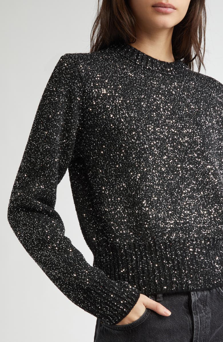 Golden Goose Journey Sequin Crop Crewneck Sweater, Alternate, color, 