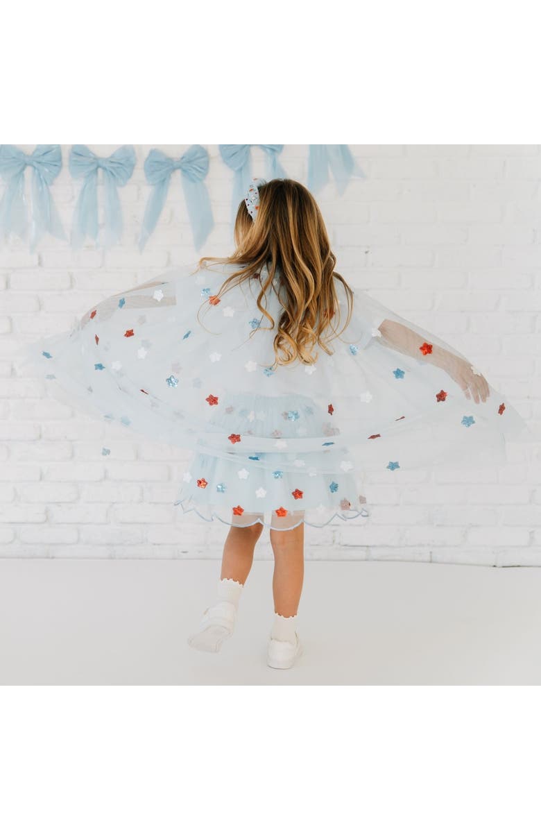 Sweet Wink USA Sequin Stars Cape, Alternate, color, Light Blue