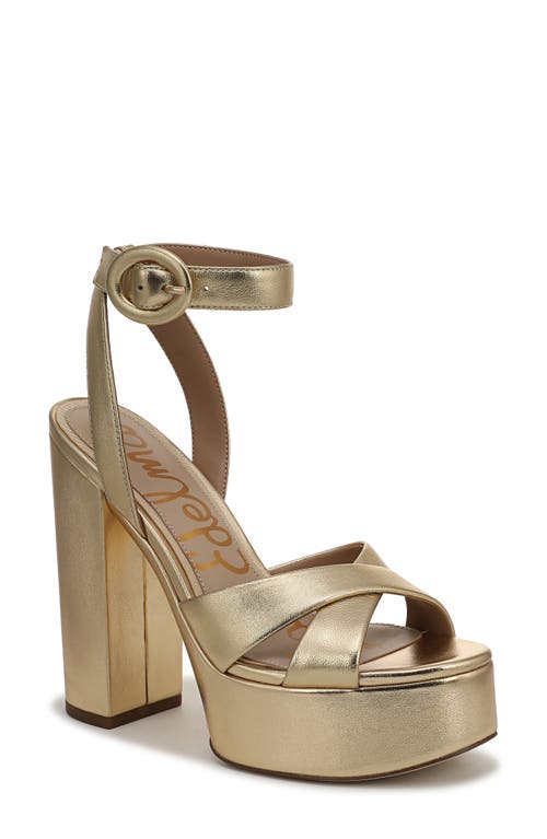 Sam Edelman Savannah Ankle Strap Platform Sandal In Gold
