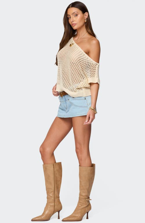 EDIKTED EDIKTED OPEN STITCH ONE-SHOULDER SWEATER