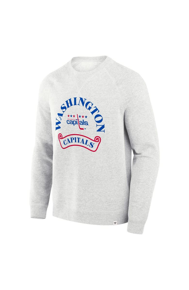 FANATICS Men's Fanatics Heather Gray Washington Capitals Banner Fleece Raglan Pullover Sweatshirt, Alternate, color, Heather Gray