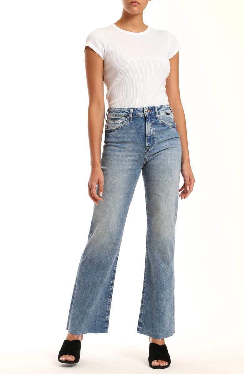 Mavi Jeans Victoria High Waist Raw Hem Flare Jeans, Alternate, color, 