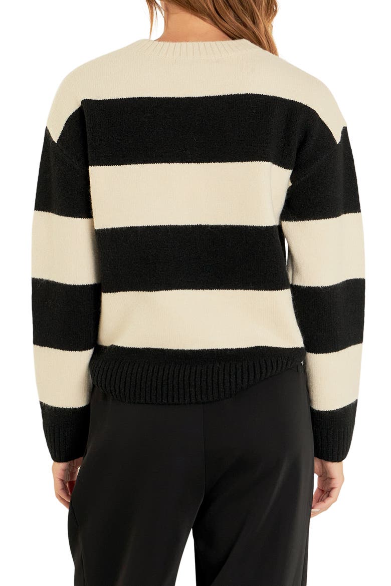 Bold Stripe Crewneck Sweater, Alternate, color, CREAM/ BLACK
