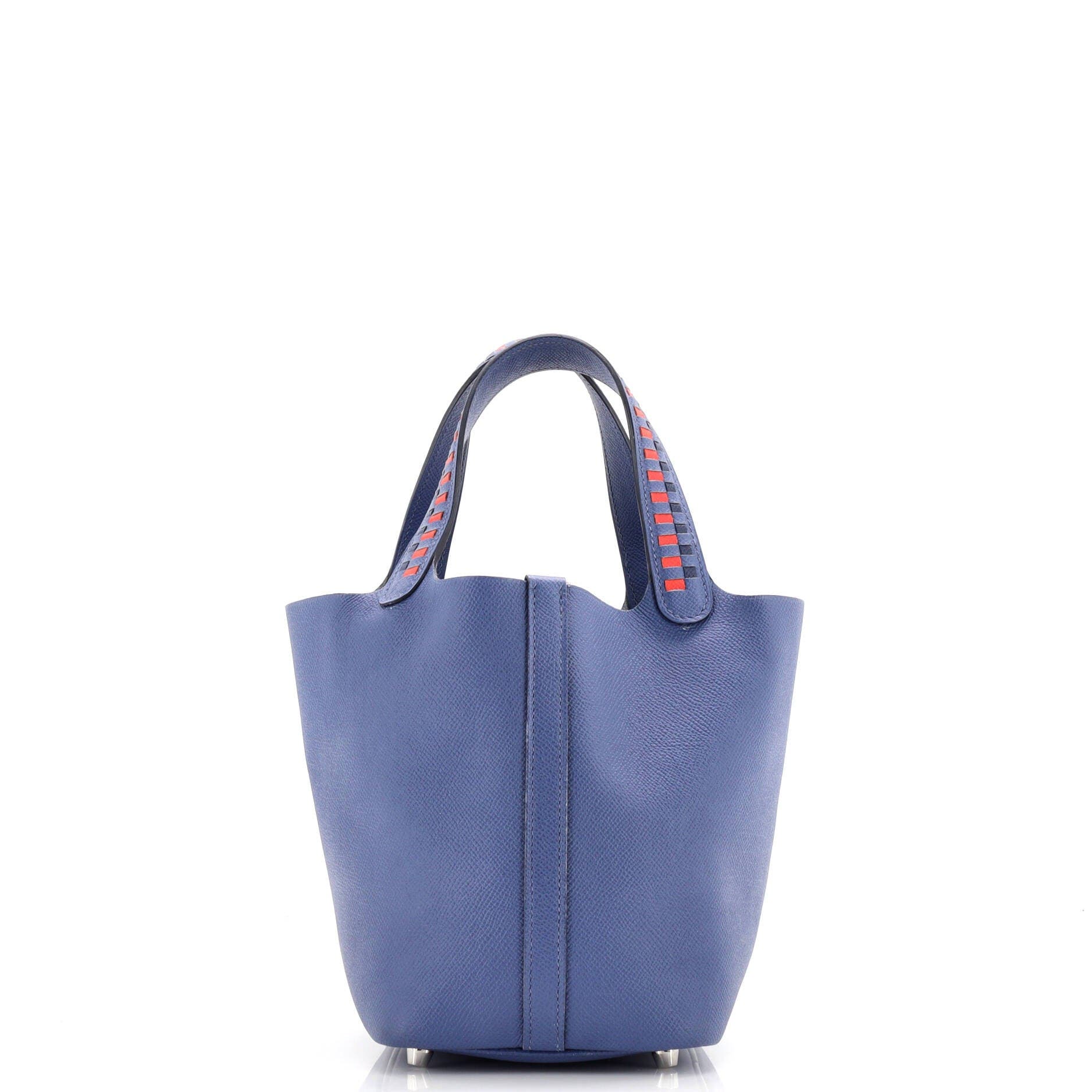 Pre-Owned Hermes Picotin Lock Bag Tressage Epsom PM, Alternate, color, Bleu Brighton