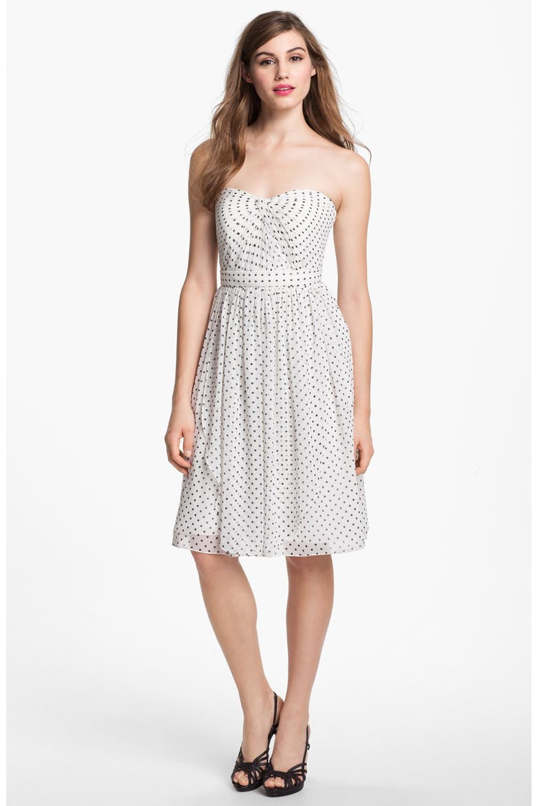 Keira Convertible Dot Chiffon Fit & Flare Dress, Main, color, IVORY