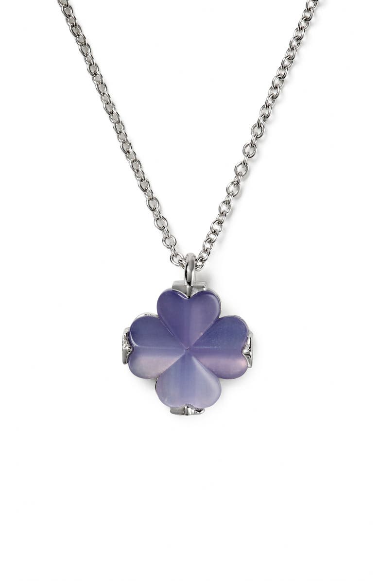 Kate Spade New York mini spade flower pendant necklace, Main, color, Light Purple/Silver