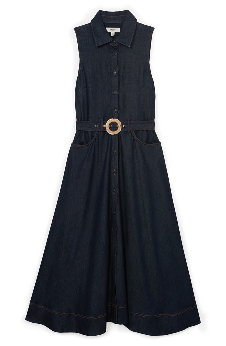 Reiss Remi Sleeveless Denim Shirtdress, Alternate, color, Indigo Blue