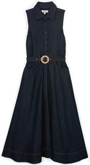 Reiss Remi Sleeveless Denim Shirtdress