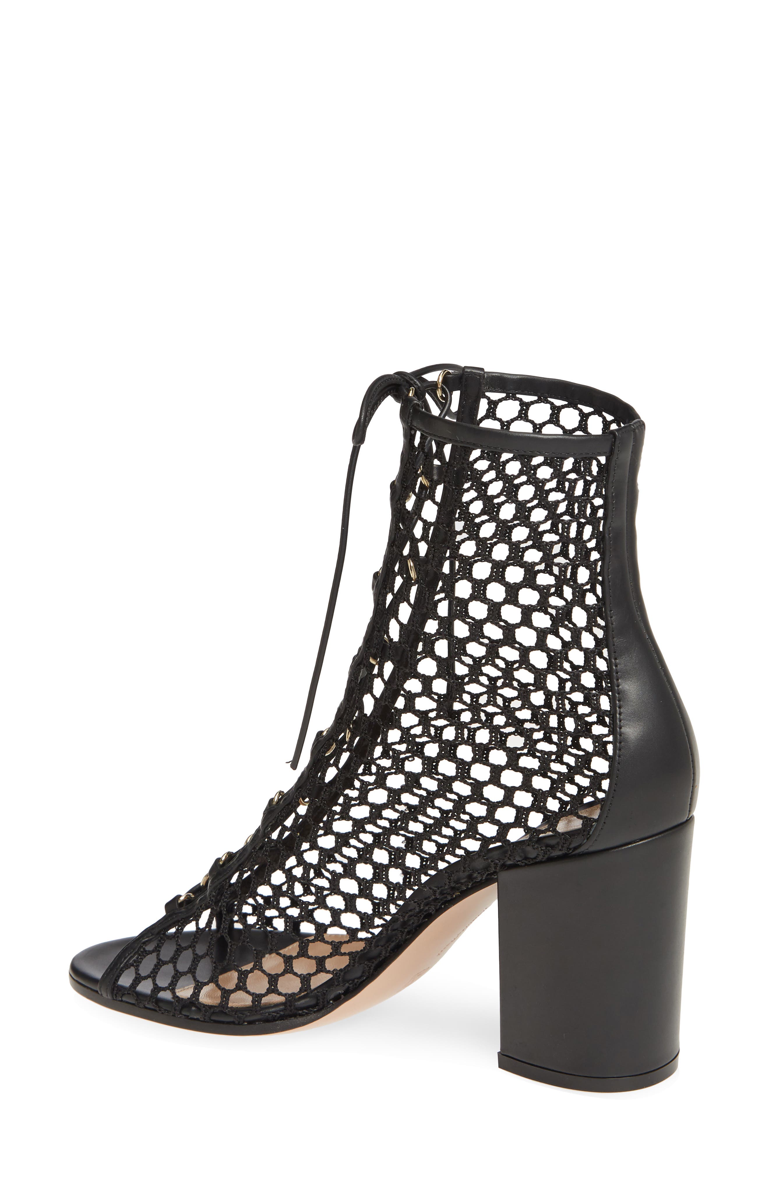 Gianvito Rossi Mesh Lace-Up Bootie, Alternate, color, 