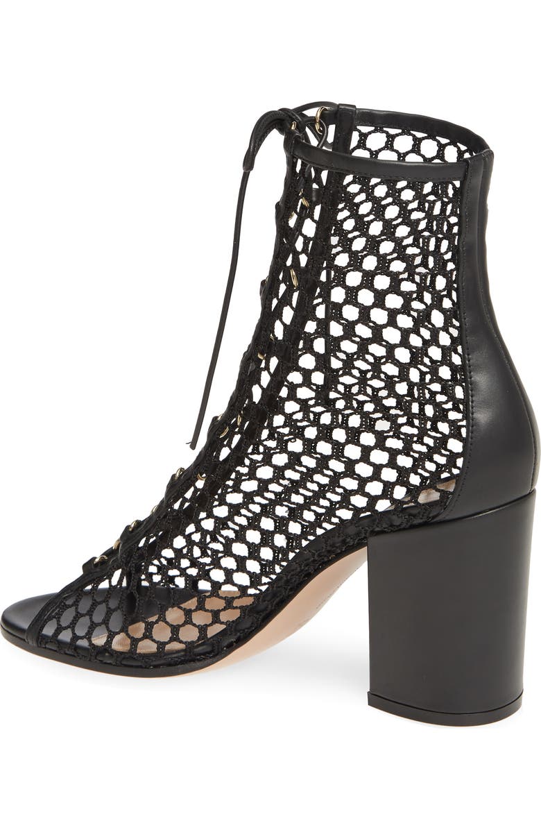 Gianvito Rossi Mesh Lace-Up Bootie, Alternate, color,