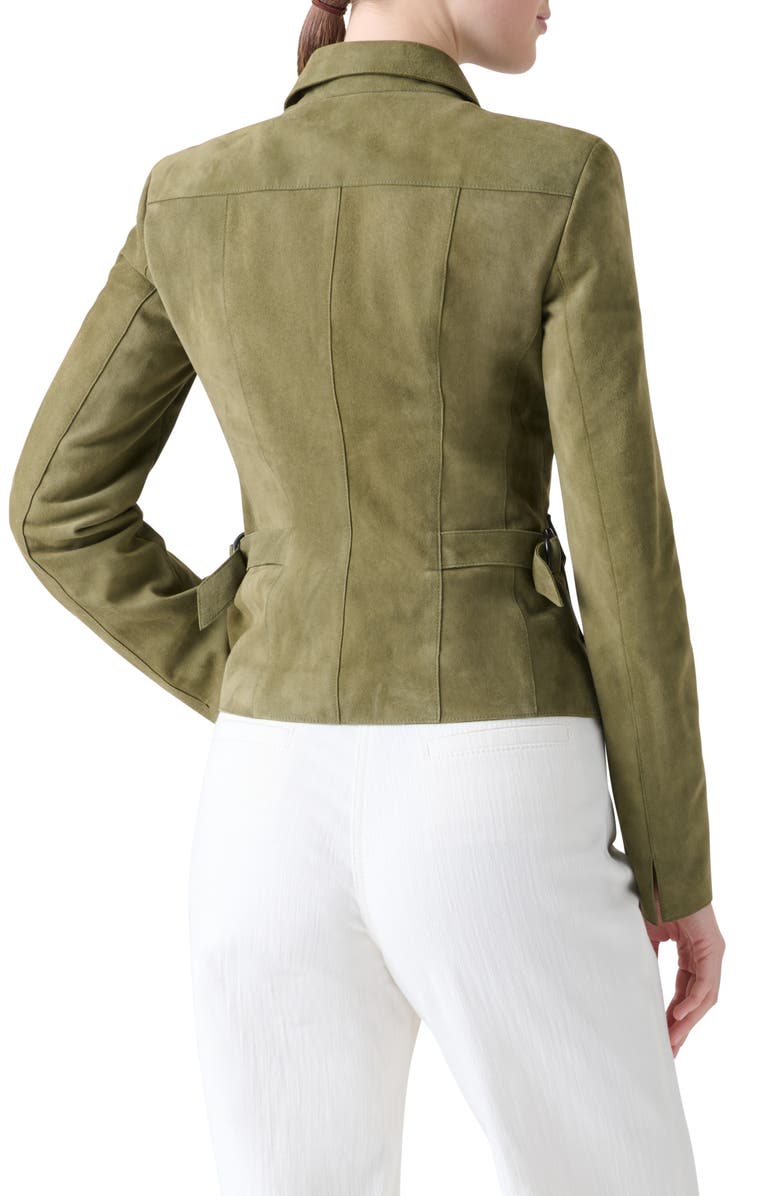 Akris punto Fitted Suede Jacket, Alternate, color, Khaki