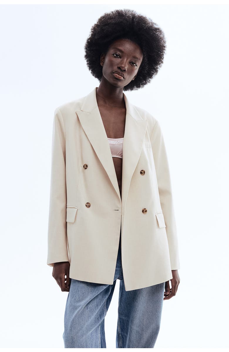 H&M Double-breasted Blazer, Alternate, color, Light Beige