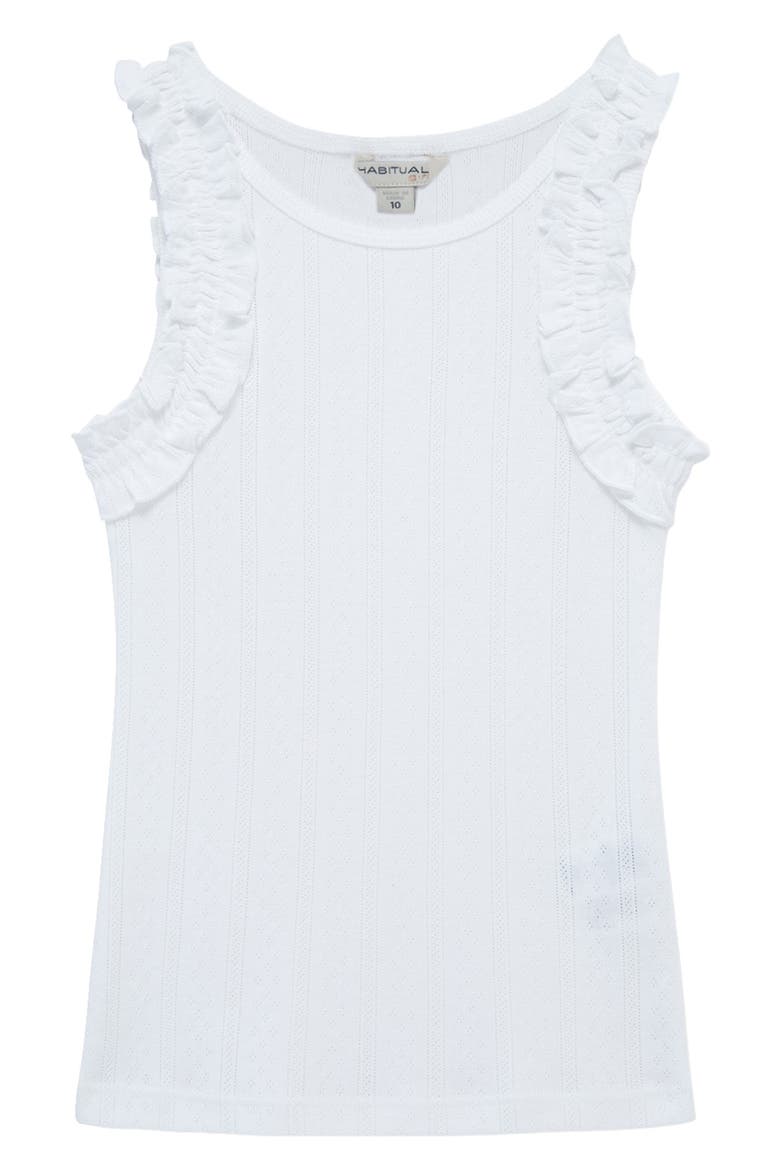 Kids' Pointelle Ruffle Shoulder Tank, Main, color, WHITE