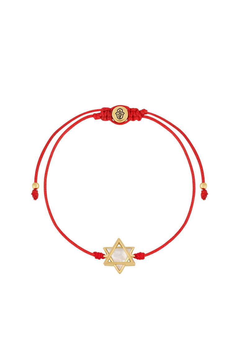 Divinely Blessed Mother of Pearl Star of David Red String Bracelet, Main, color, Red