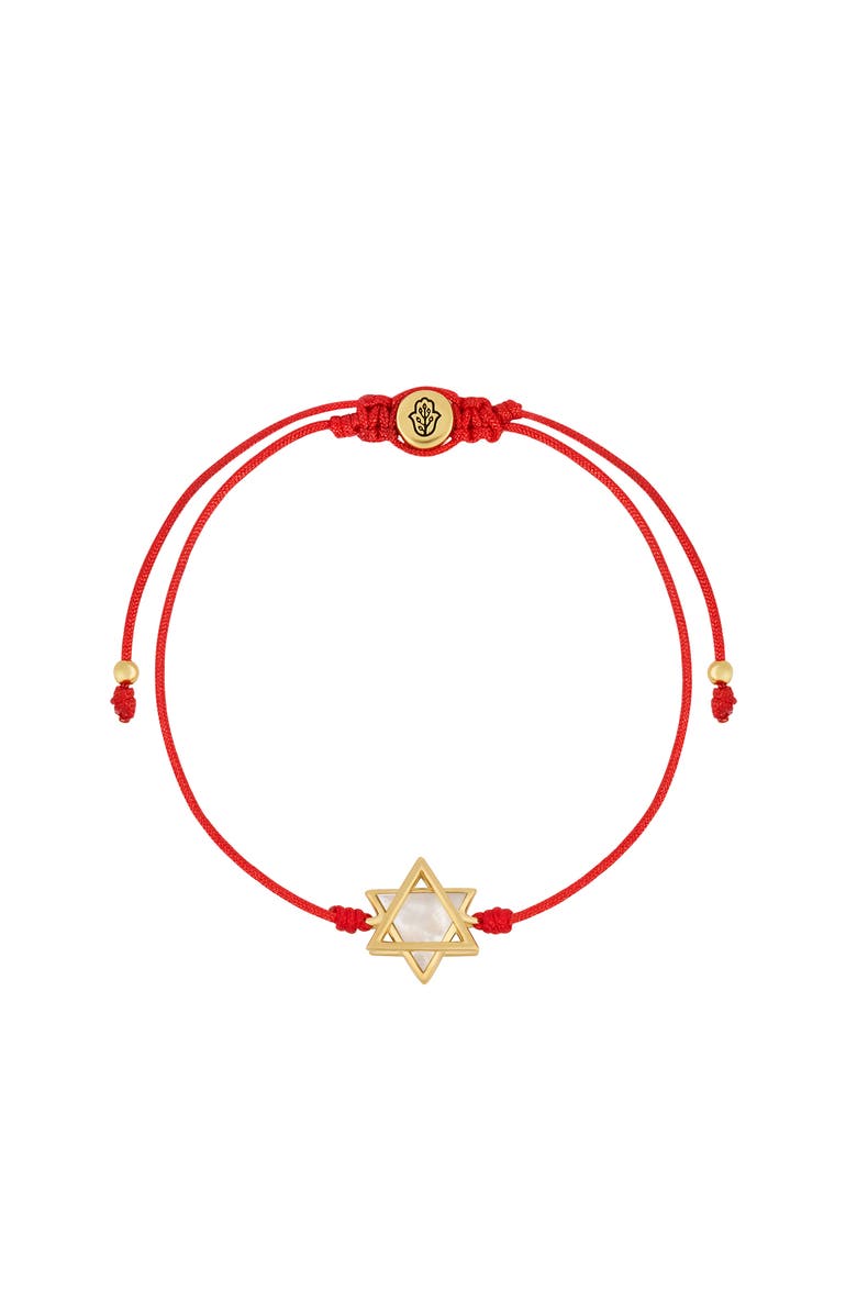 Karma and Luck Divinely Blessed Mother of Pearl Star of David Red String Bracelet, Main, color, Red