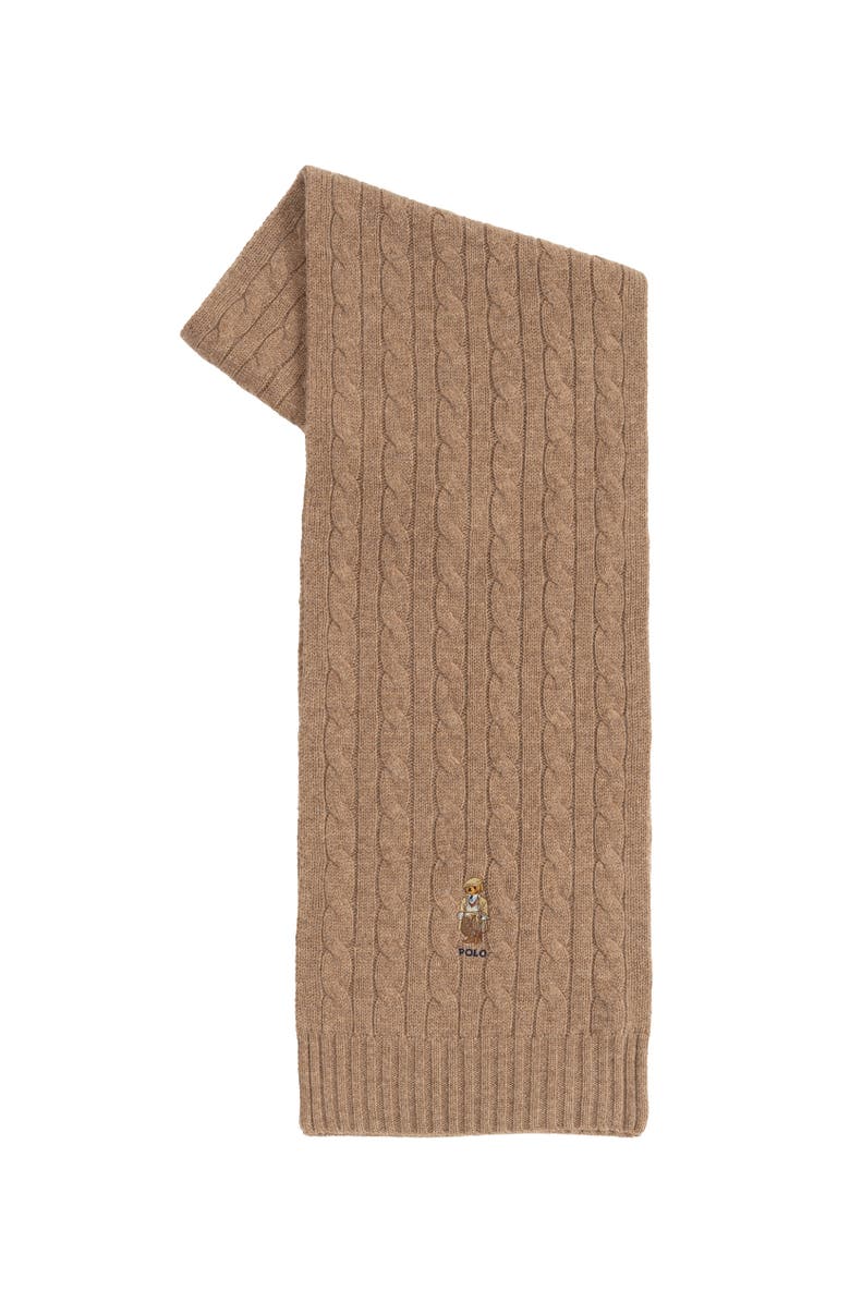 Polo Ralph Lauren Charles Bear Cable Scarf, Main, color, Italian Hthr