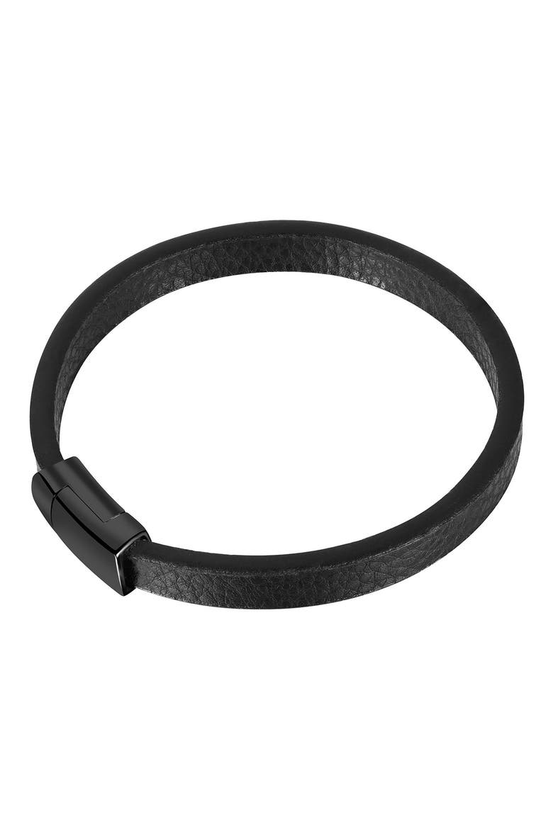 Men's Leather Bracelet, Alternate, color, BLACK
