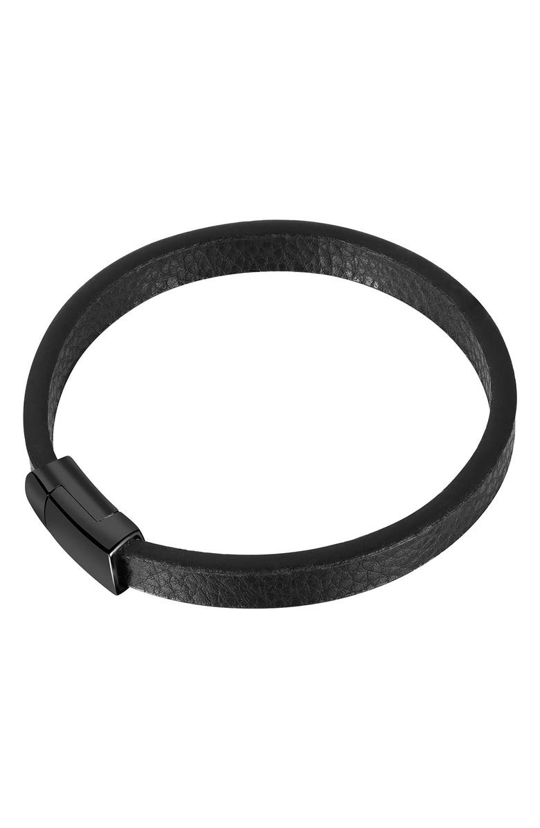 GEOFFREY BEENE Men's Leather Bracelet, Alternate, color, Black