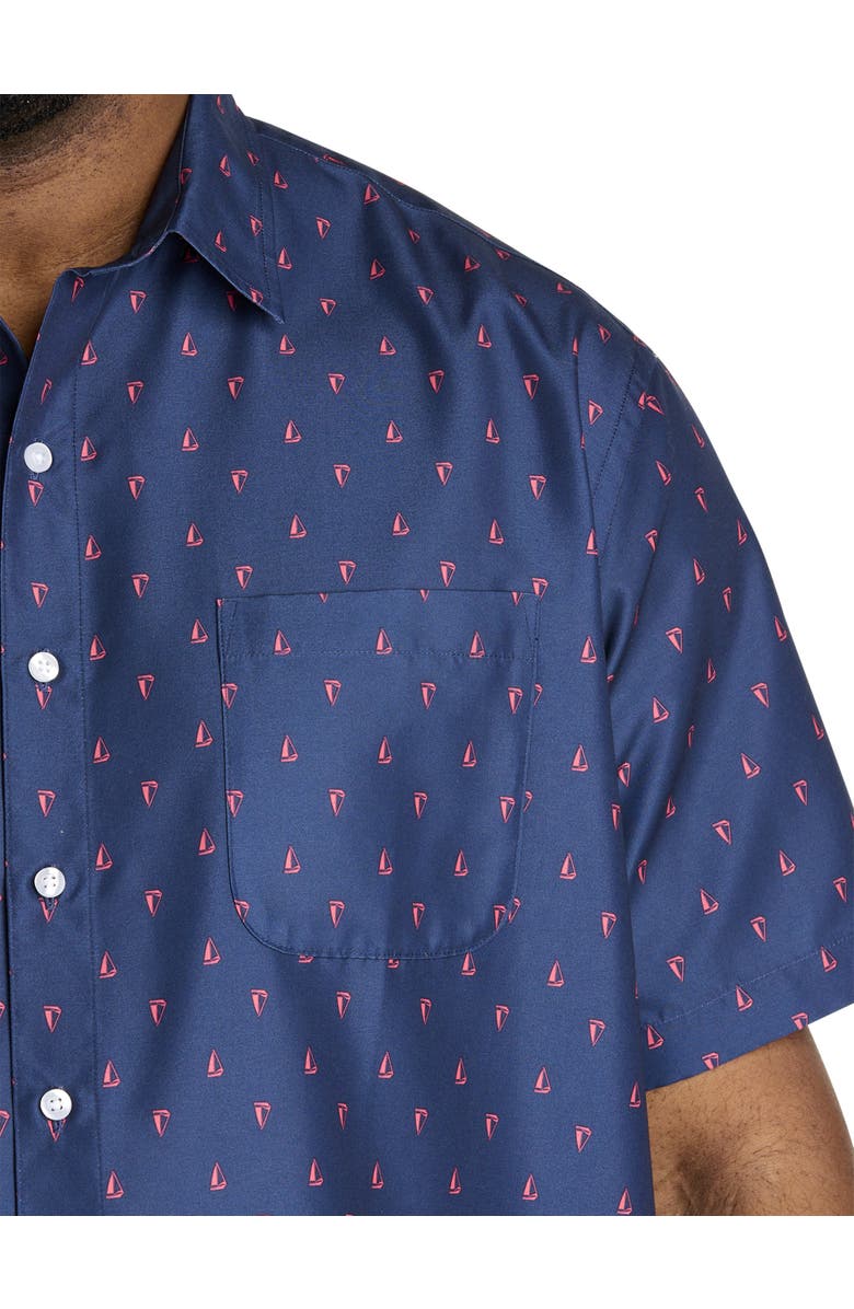 Harbor Bay by DXL Big & Tall Microfiber Sailboat Print Sport Shirt, Alternate, color, 