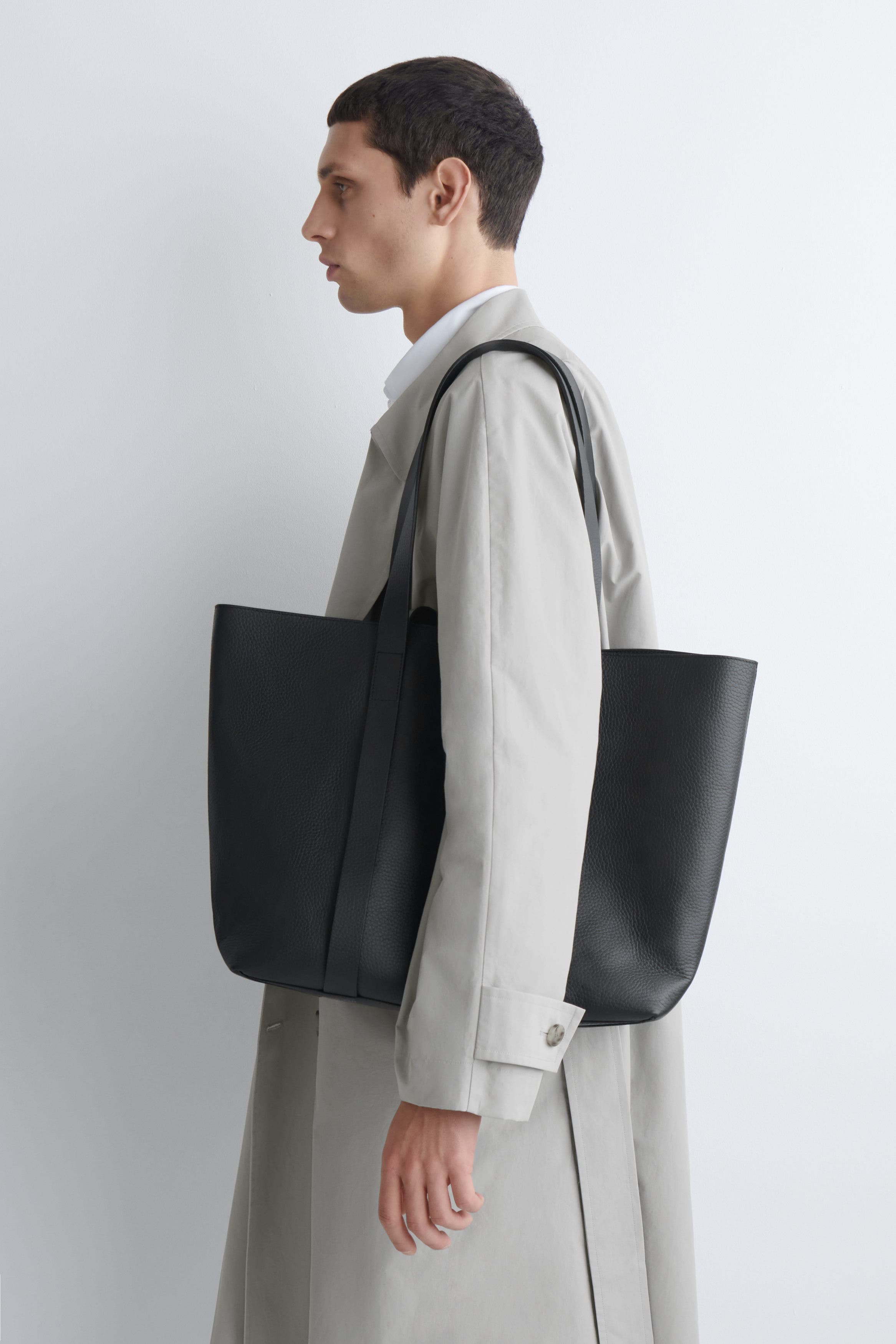 COS Tableau Tote Bag - Leather, Alternate, color, Black