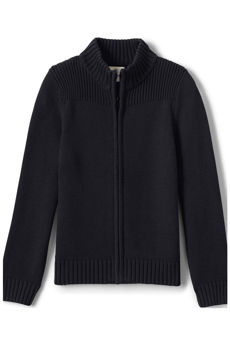 School Uniform Boys Cotton Modal Zip Front Cardigan Sweater, Alternate, color, Black