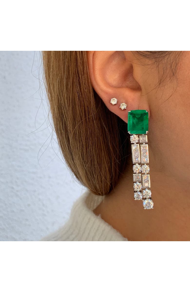 Gemma Azzurro square emerald chandelier earrings, Alternate, color, Green