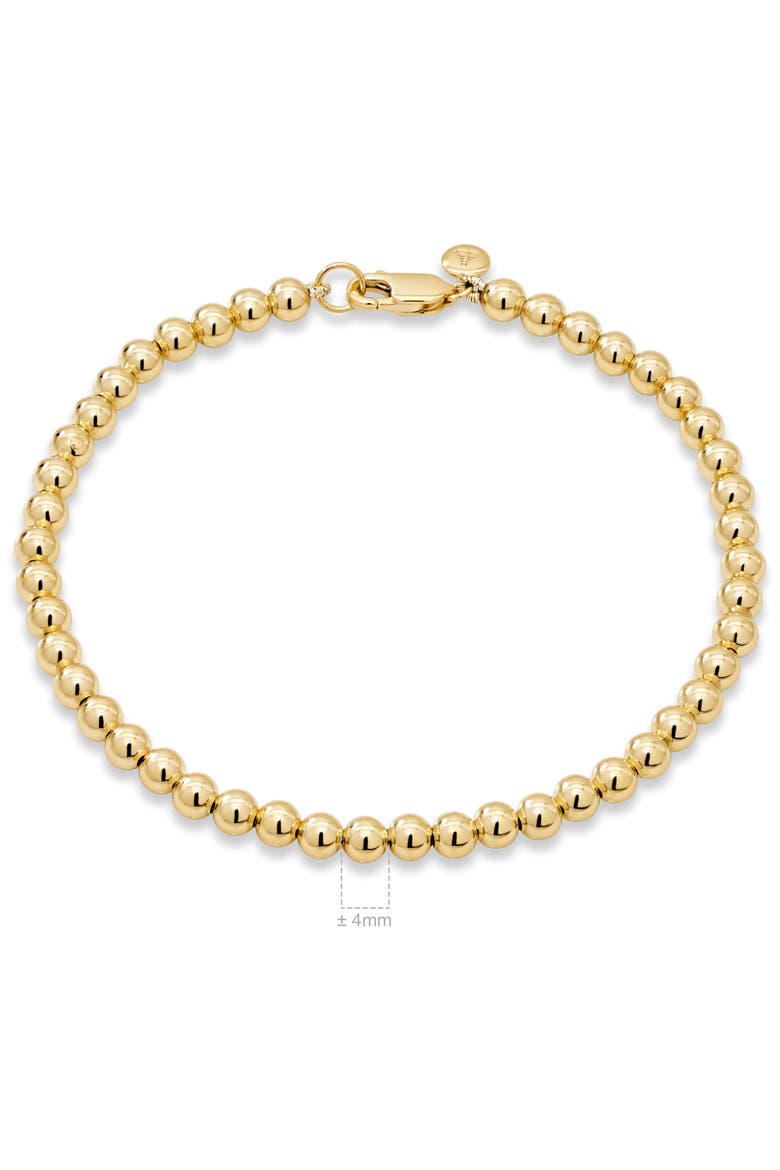 4mm Beaded Ball Chain Bracelet in Gold Plated Sterling Silver, Alternate, color, Yellow Gold
