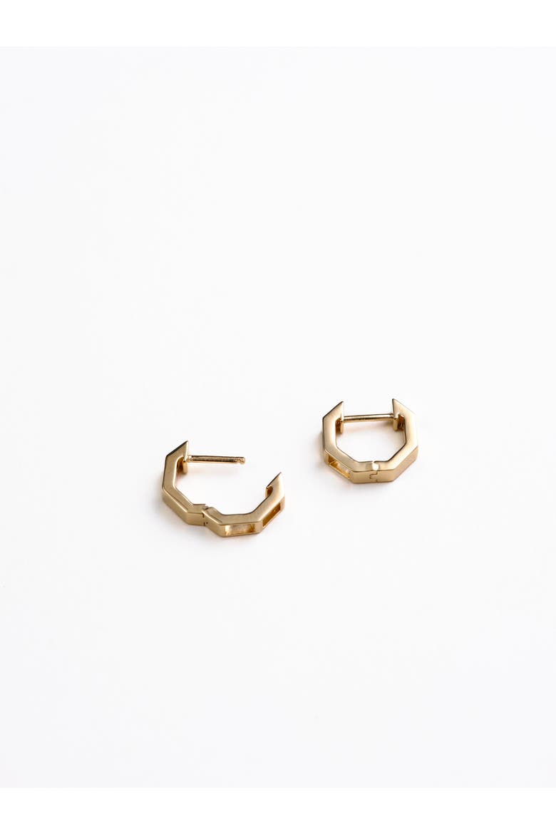 Cooper Octagon Huggies, Alternate, color, Recycled Gold Vermeil