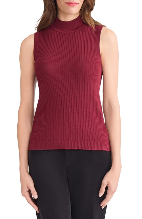 Jones New York Rib Sleeveless Turtleneck Sweater In Burgundy