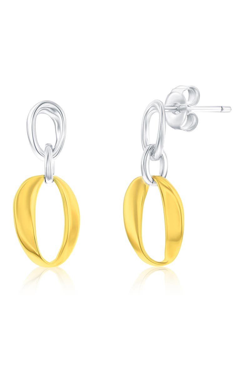 Two-Tone Oval Link Drop Earrings, Main, color, GOLD/ SILVER