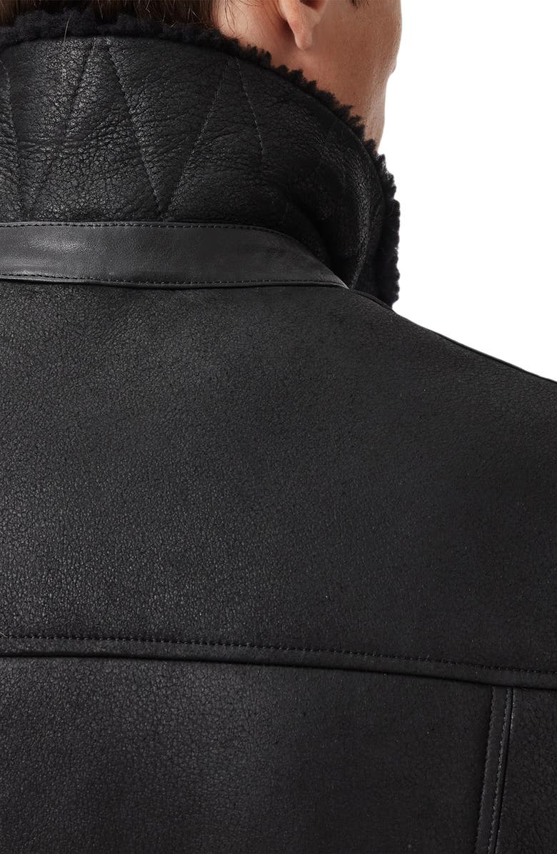 AllSaints Correz Shearling Lined Leather Biker Jacket, Alternate, color, Black/ Black